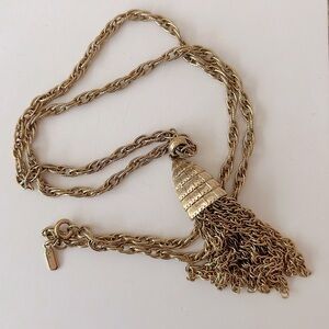 Vintage Monet Gold Chain with Beehive Chain Dangle Pendant